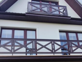 Balustrada zewnętrzna balkonowa brązowa nowoczesna BKZ 089