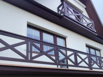 Balustrada zewnętrzna balkonowa brązowa nowoczesna BKZ 089